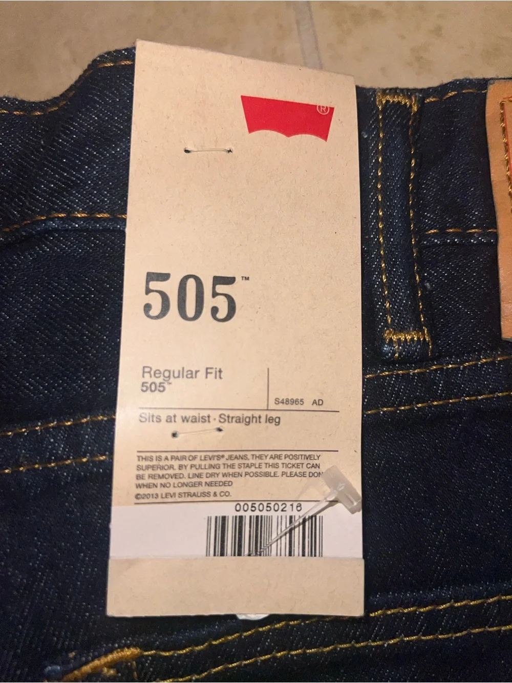 Levi's 505 Dark Blue Straight-Leg Men's Jeans 38x32